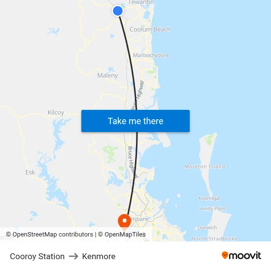 Cooroy Station to Kenmore map
