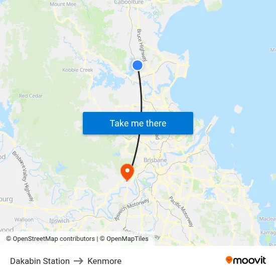 Dakabin Station to Kenmore map