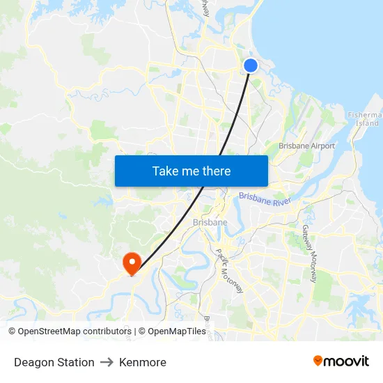 Deagon Station to Kenmore map