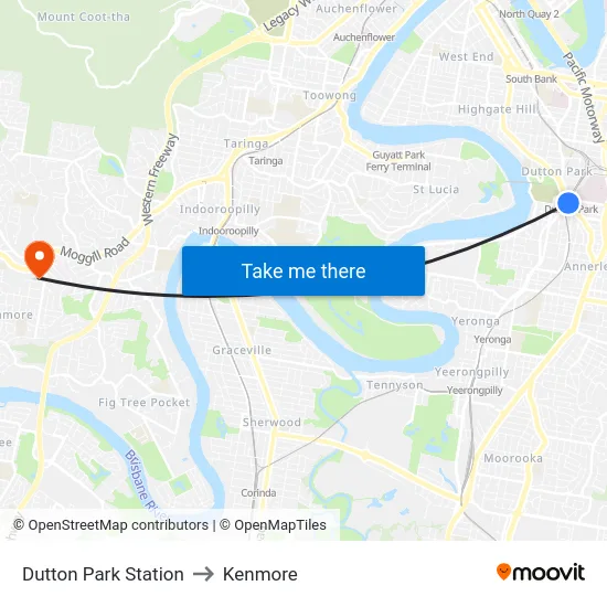 Dutton Park Station to Kenmore map
