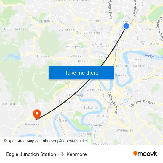 Eagle Junction Station to Kenmore map