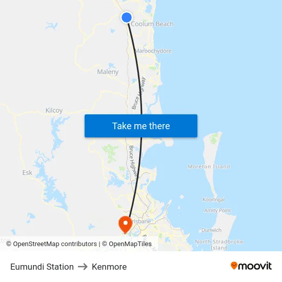 Eumundi Station to Kenmore map