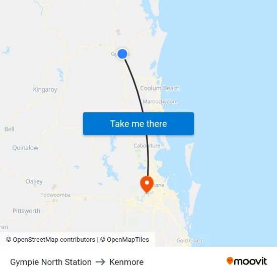 Gympie North Station to Kenmore map