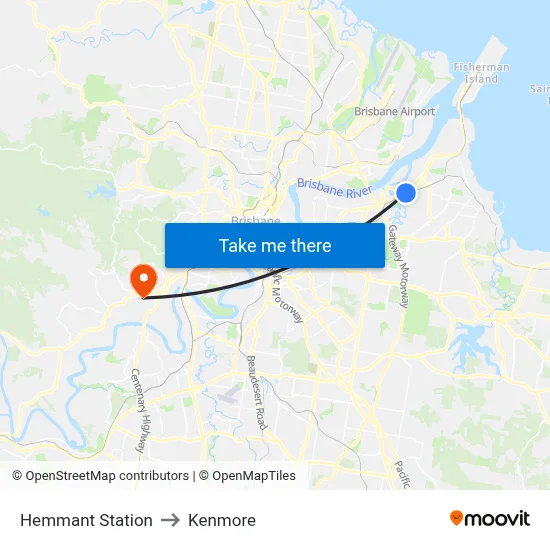 Hemmant Station to Kenmore map