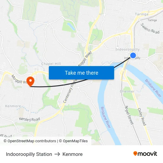 Indooroopilly Station to Kenmore map