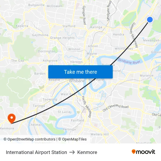 International Airport Station to Kenmore map