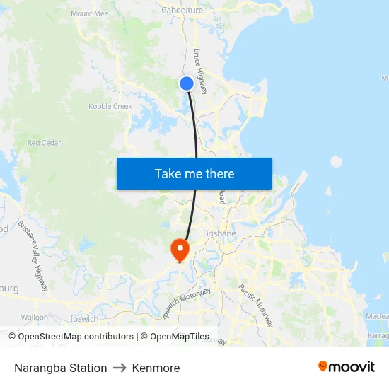 Narangba Station to Kenmore map