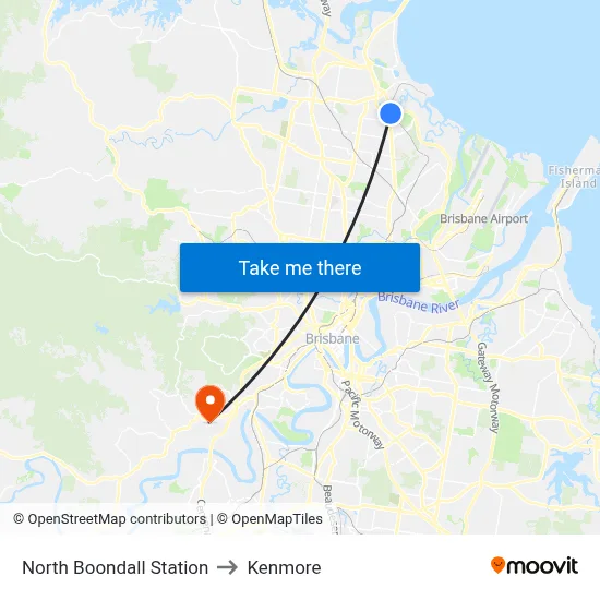 North Boondall Station to Kenmore map