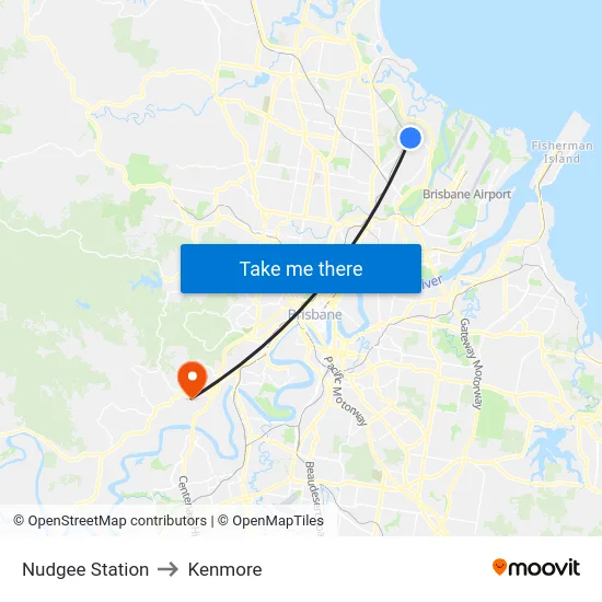Nudgee Station to Kenmore map