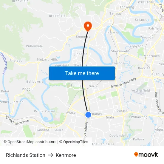 Richlands Station to Kenmore map