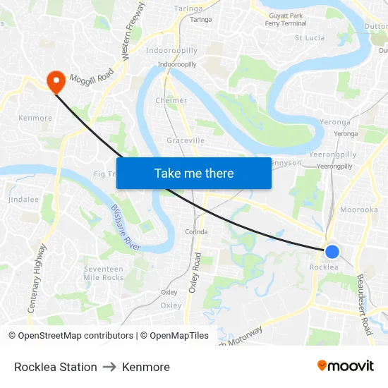 Rocklea Station to Kenmore map