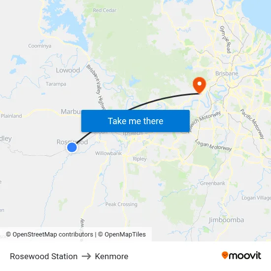 Rosewood Station to Kenmore map