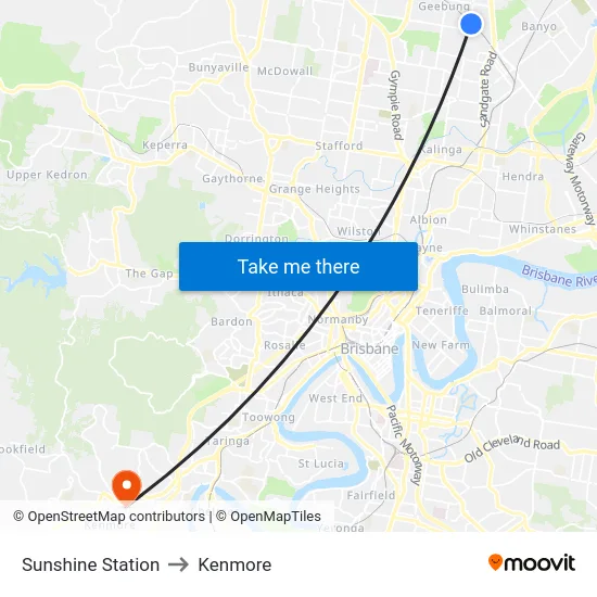 Sunshine Station to Kenmore map