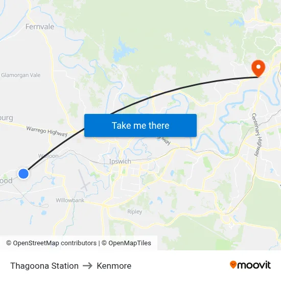 Thagoona Station to Kenmore map