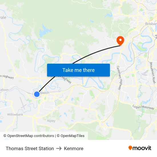 Thomas Street Station to Kenmore map