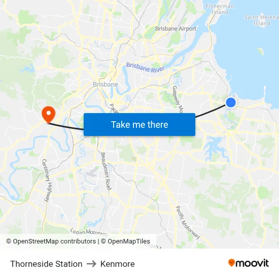Thorneside Station to Kenmore map