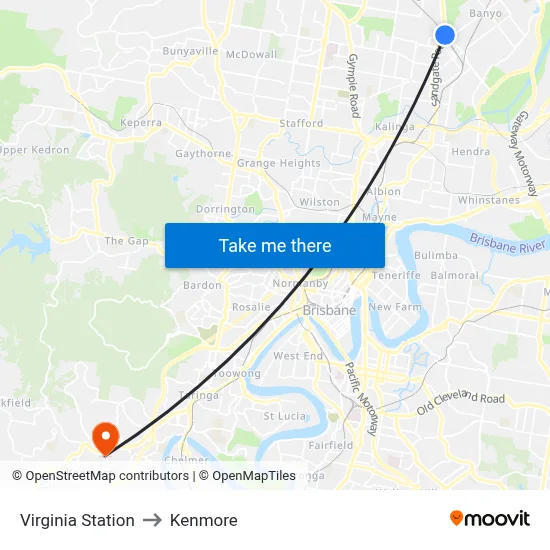Virginia Station to Kenmore map