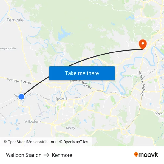 Walloon Station to Kenmore map