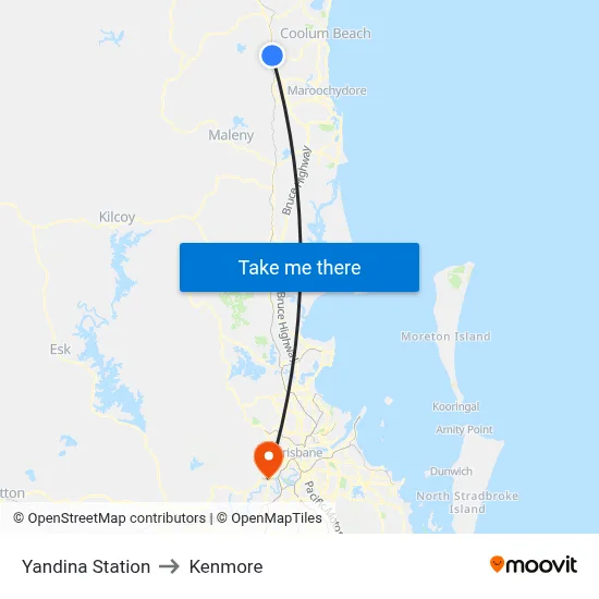 Yandina Station to Kenmore map