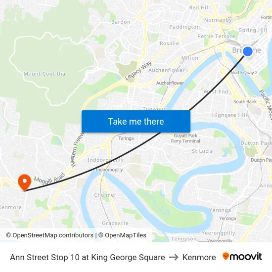 Ann Street Stop 11 at King George Square to Kenmore map