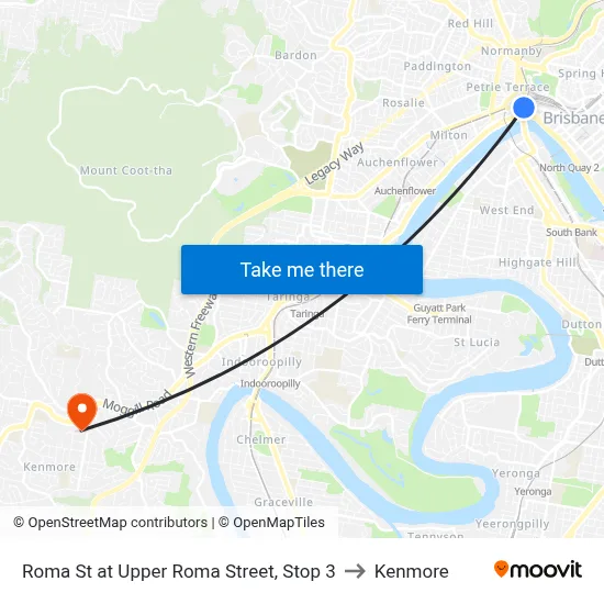 Roma St at Upper Roma Street, Stop 3 to Kenmore map
