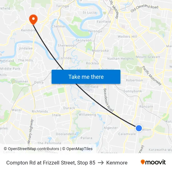 Compton Rd at Frizzell Street, Stop 85 to Kenmore map