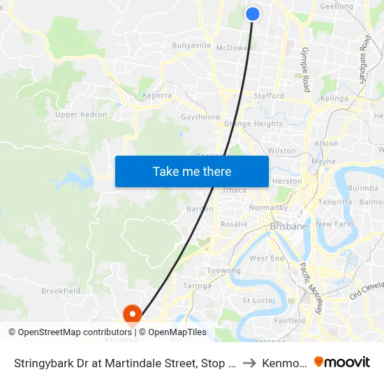 Stringybark Dr at Martindale Street, Stop 47 to Kenmore map