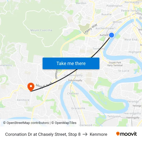 Coronation Dr at Chasely Street, Stop 8 to Kenmore map