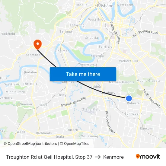 Troughton Rd at Qeii Hospital, Stop 37 to Kenmore map