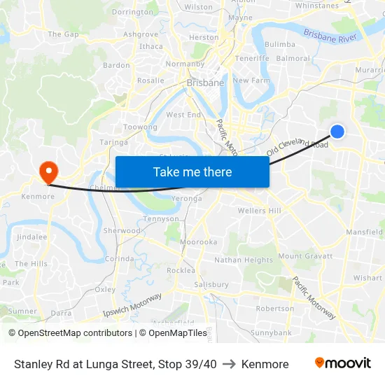 Stanley Rd at Lunga Street, Stop 39/40 to Kenmore map