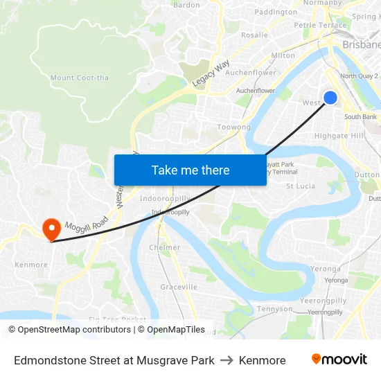 Edmondstone Street at Musgrave Park to Kenmore map