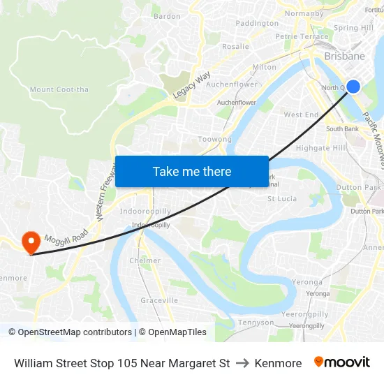 William Street Stop 105 Near Margaret St to Kenmore map