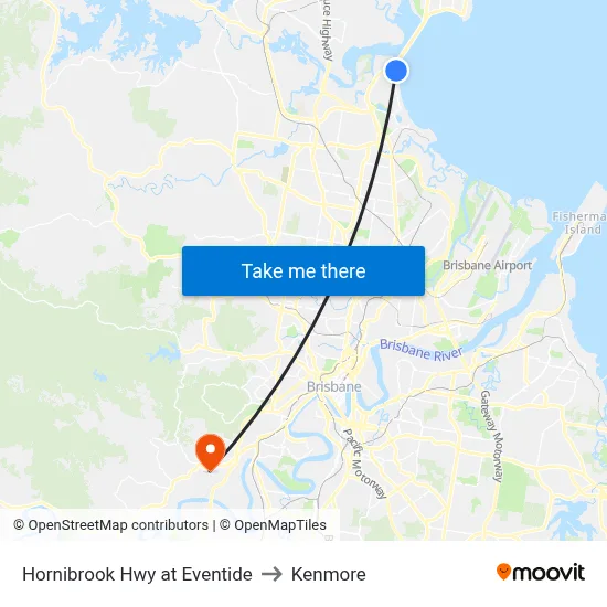 Hornibrook Hwy at Eventide to Kenmore map