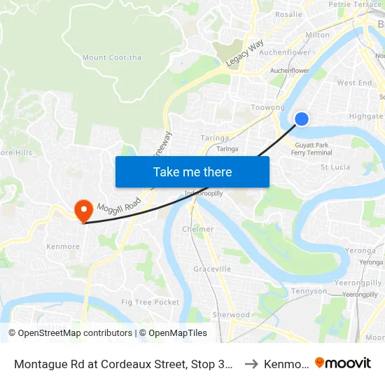 Montague Rd at Cordeaux Street, Stop 30/14 to Kenmore map