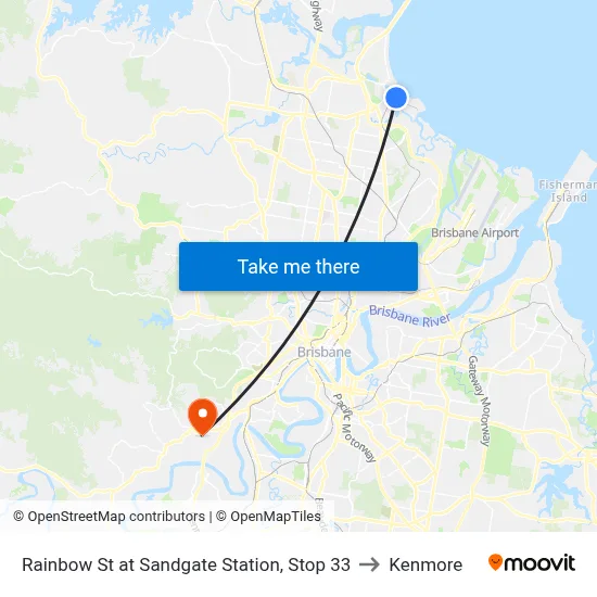 Rainbow St at Sandgate Station, Stop 33 to Kenmore map