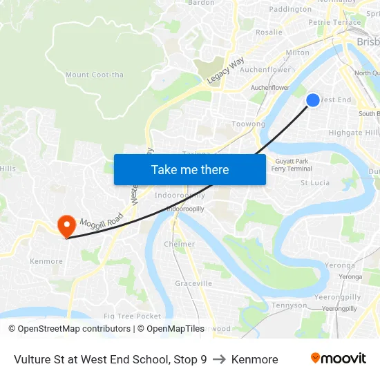 Vulture St at West End School, Stop 9 to Kenmore map