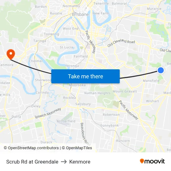 Scrub Rd at Greendale to Kenmore map