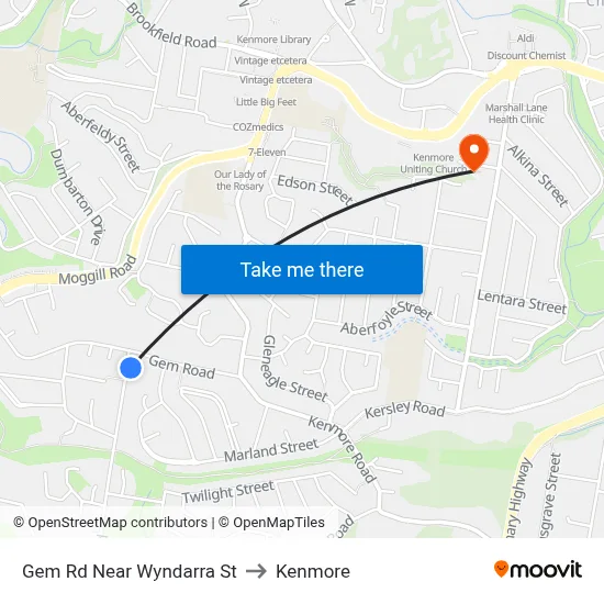 Gem Rd Near Wyndarra St to Kenmore map