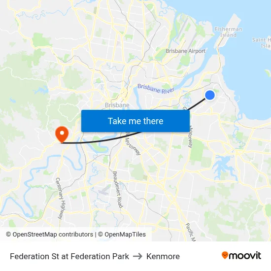 Federation St at Federation Park to Kenmore map