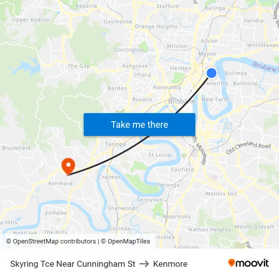 Skyring Tce Near Cunningham St to Kenmore map