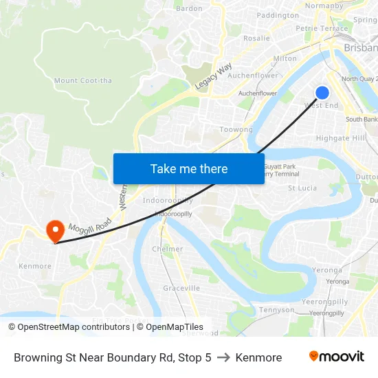 Browning St Near Boundary Rd, Stop 5 to Kenmore map