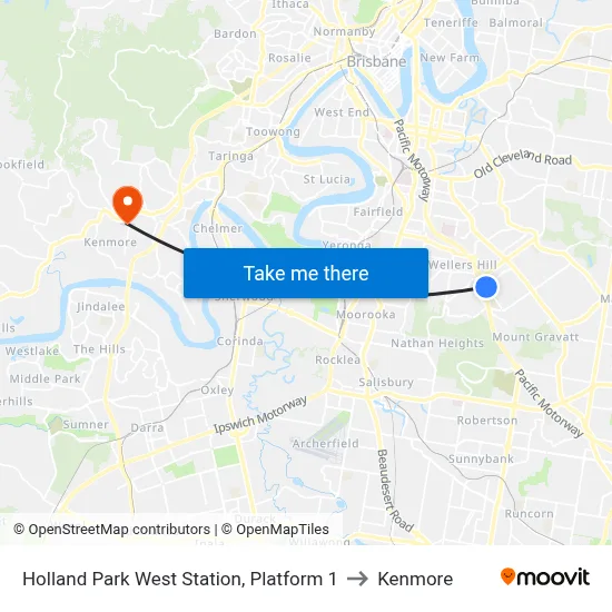 Holland Park West Station, Platform 1 to Kenmore map