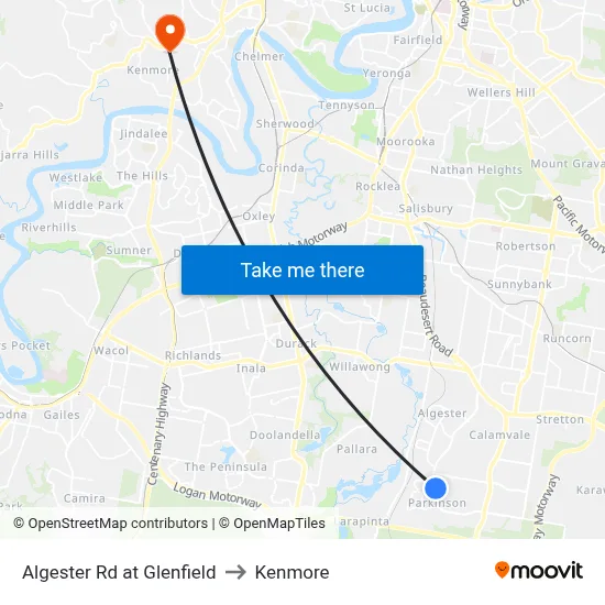 Algester Rd at Glenfield to Kenmore map