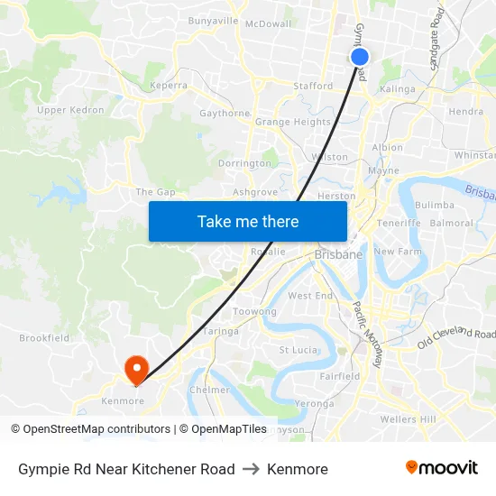 Gympie Rd Near Kitchener Road to Kenmore map