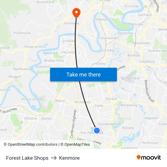 Forest Lake Shops to Kenmore map