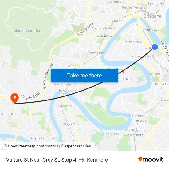 Vulture St Near Grey St, Stop 4 to Kenmore map