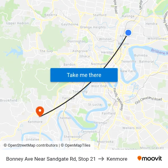 Bonney Ave Near Sandgate Rd, Stop 21 to Kenmore map