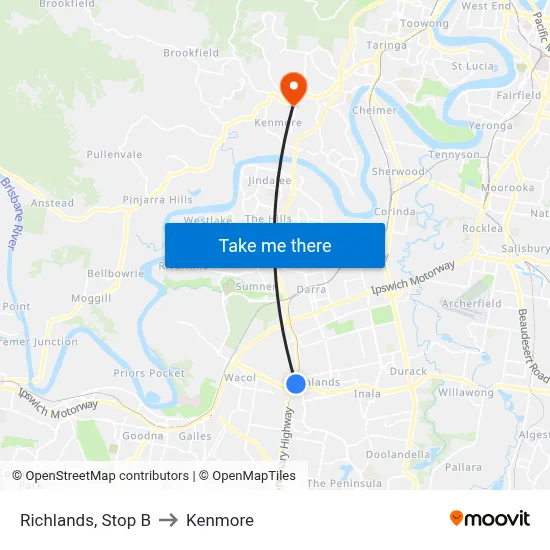 Richlands, Stop B to Kenmore map