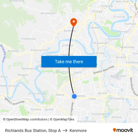 Richlands Bus Station, Stop A to Kenmore map