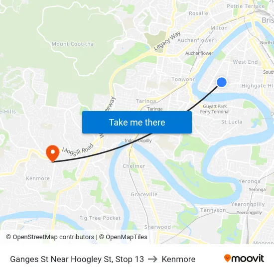 Ganges St Near Hoogley St, Stop 13 to Kenmore map